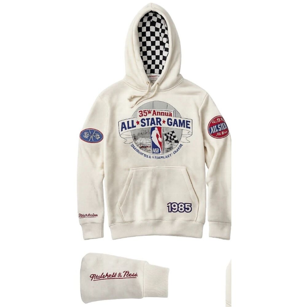 Mitchell & Ness NBA 1985 All-Star Game Hoodie Cream Small NWT Hardwood Classics